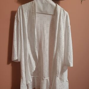 Elegant White Eyelet Swim Coverup